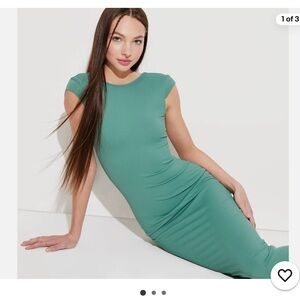 Wild Fable Women's Teal Cap Sleeve Ribbed Midi Dress